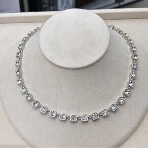 D'Orlan Rhodium Plated Necklace with Swarovski Crystals 16-18" Length